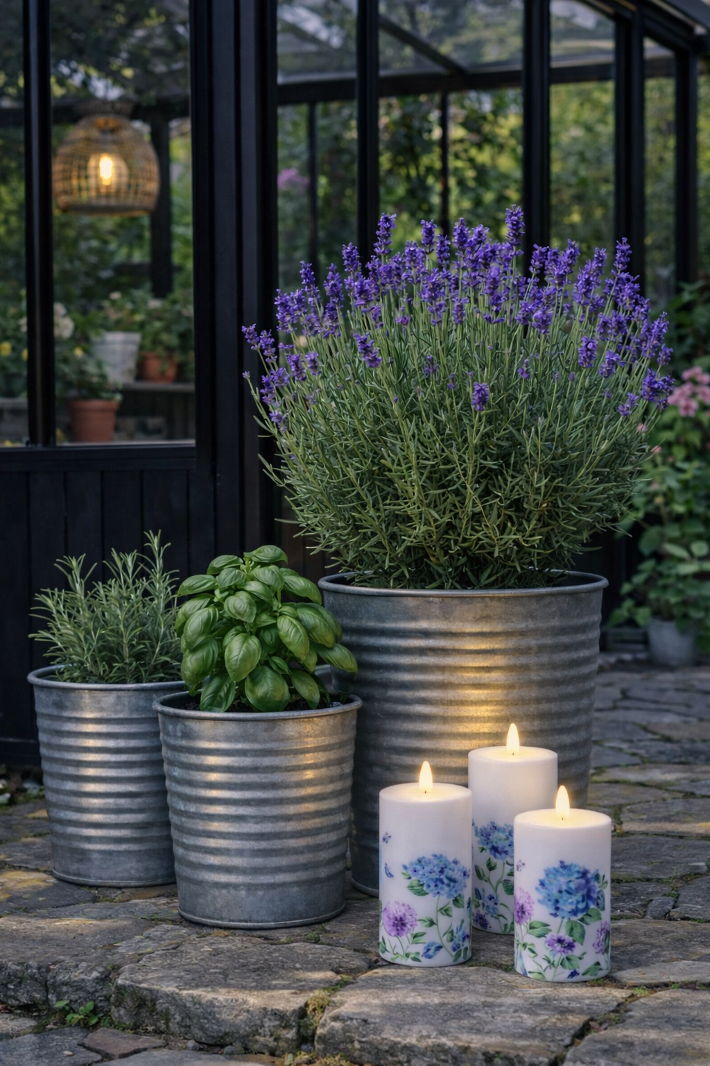 Outdoor Stompkaarsen Flower - Set van 3 stuks