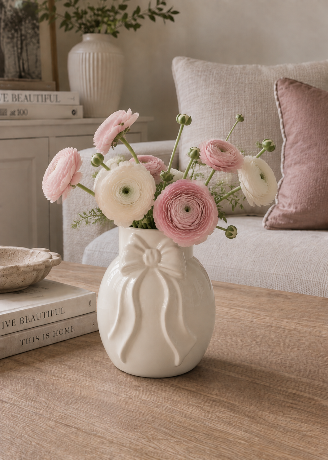 Vaas met strik - White