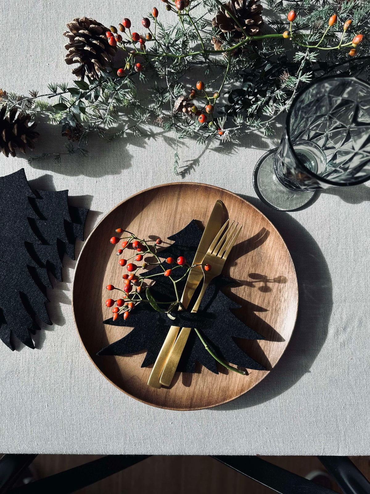 Kerstboom voor tafelaankleding - Zwart 4 stuks