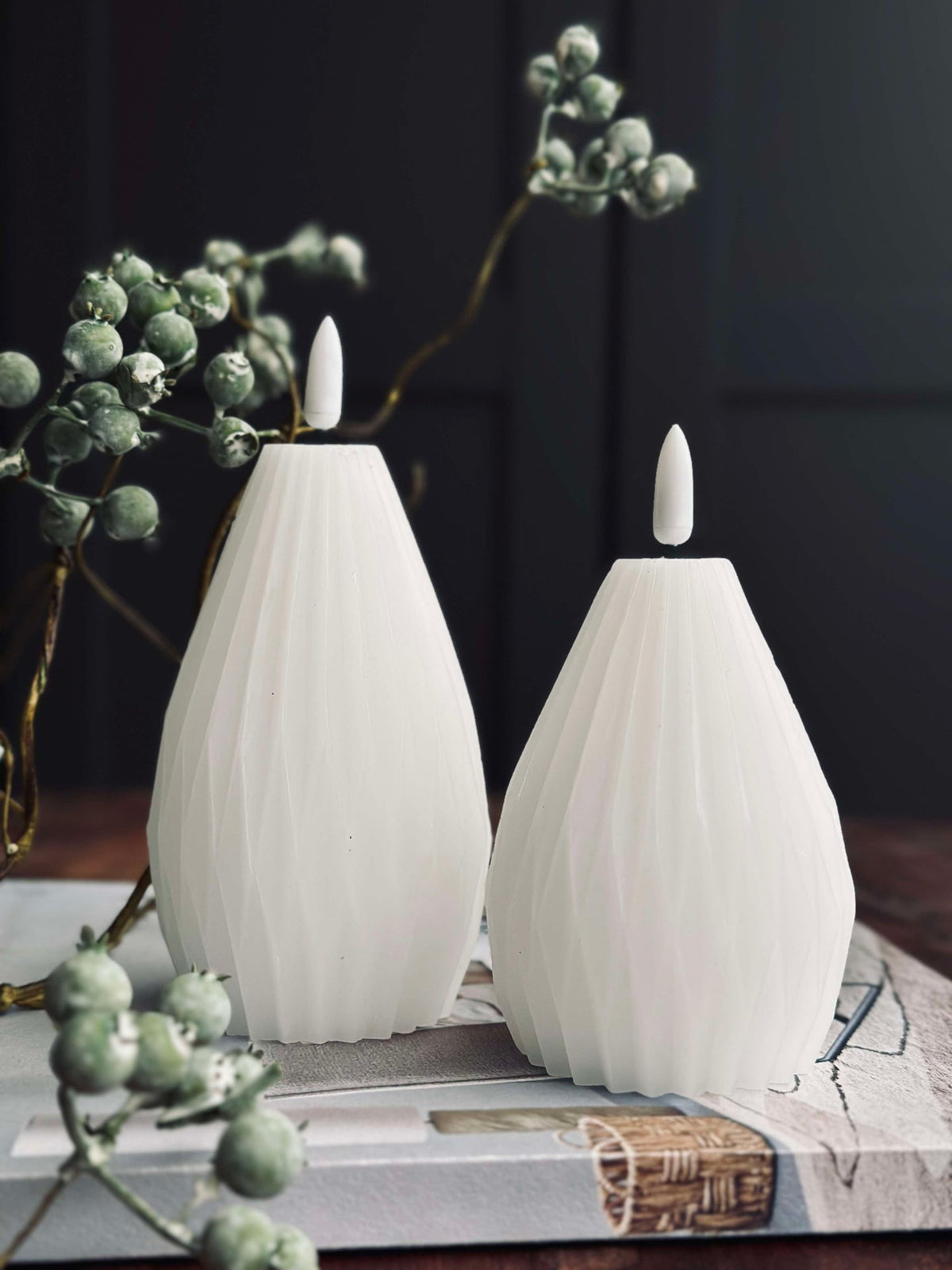 LED Blokkaarsen / Groeven – 2 st. Wit