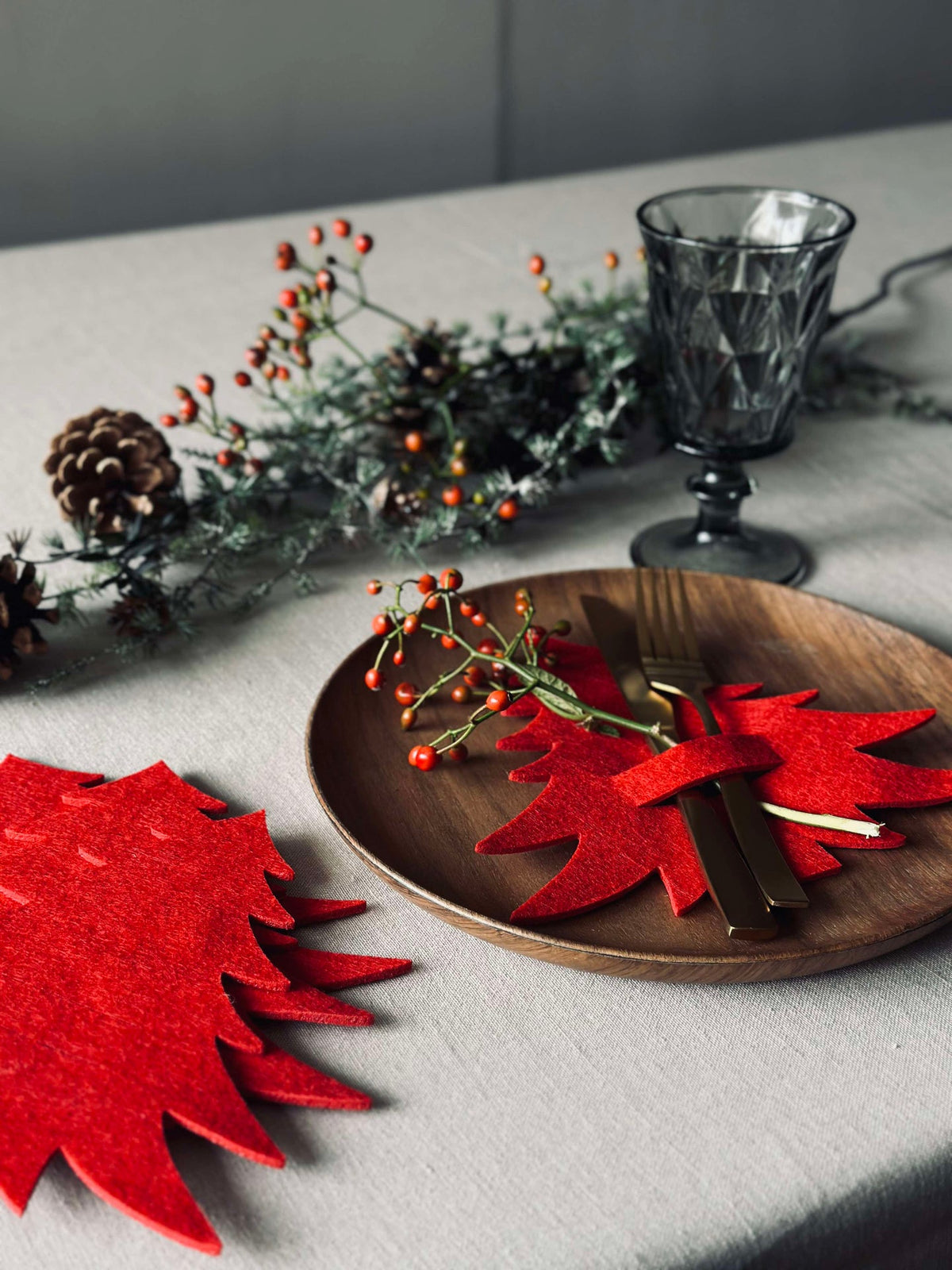 Kerstboompje voor tafelaankleding - Rood 4 st