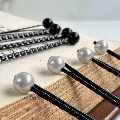 Haarspelden Pearl Black / White