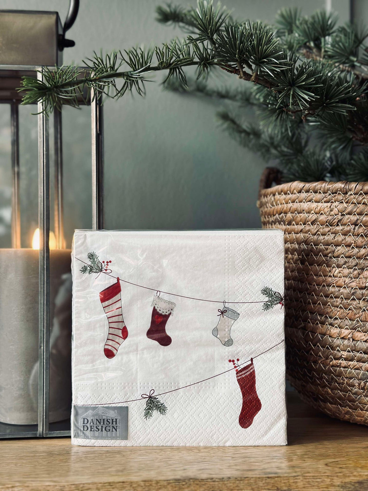 Servetten met kerstsokken -20 stuks