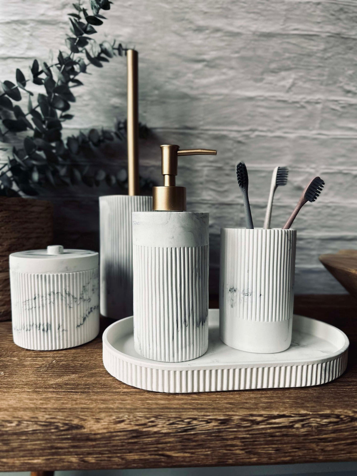 Pot met deksel in marmerlook
