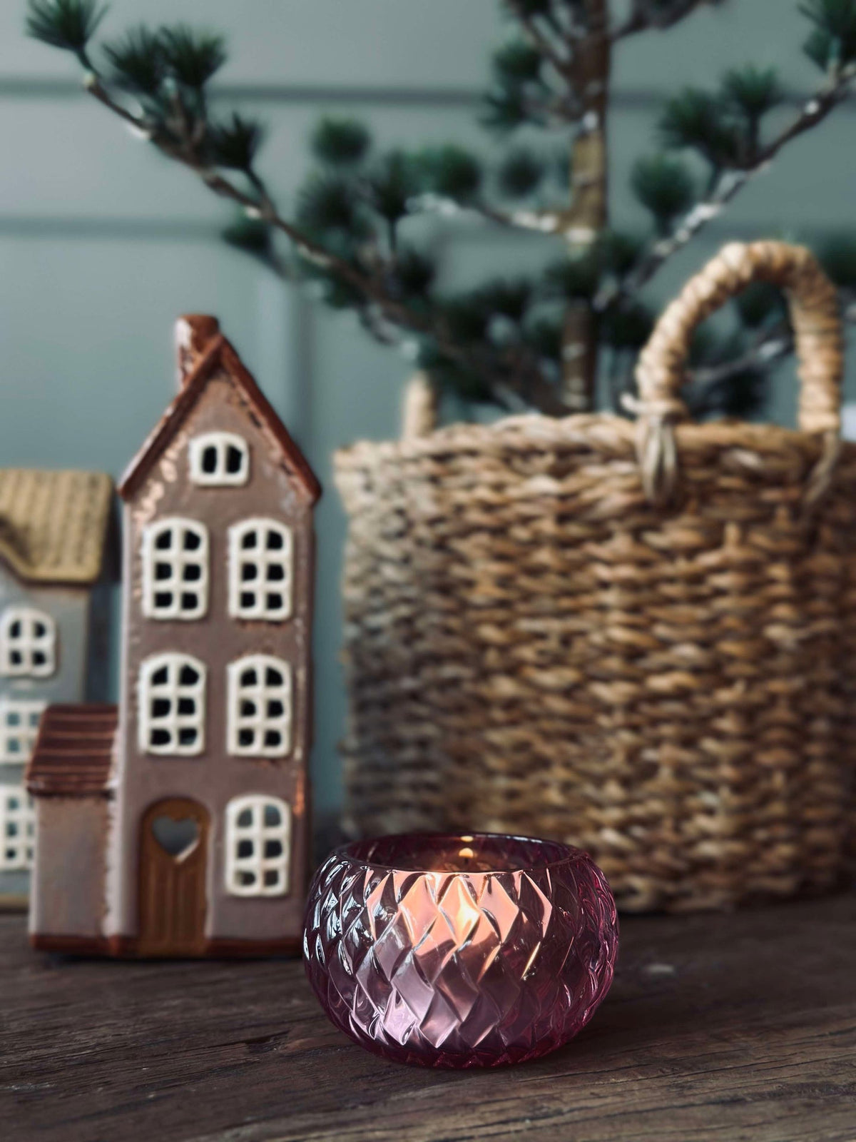 Kaarsenhouder voor theelichtje Diamond - Roze