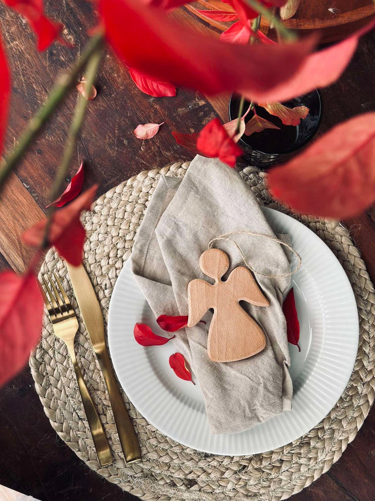 Ophanging Engel van hout - licht