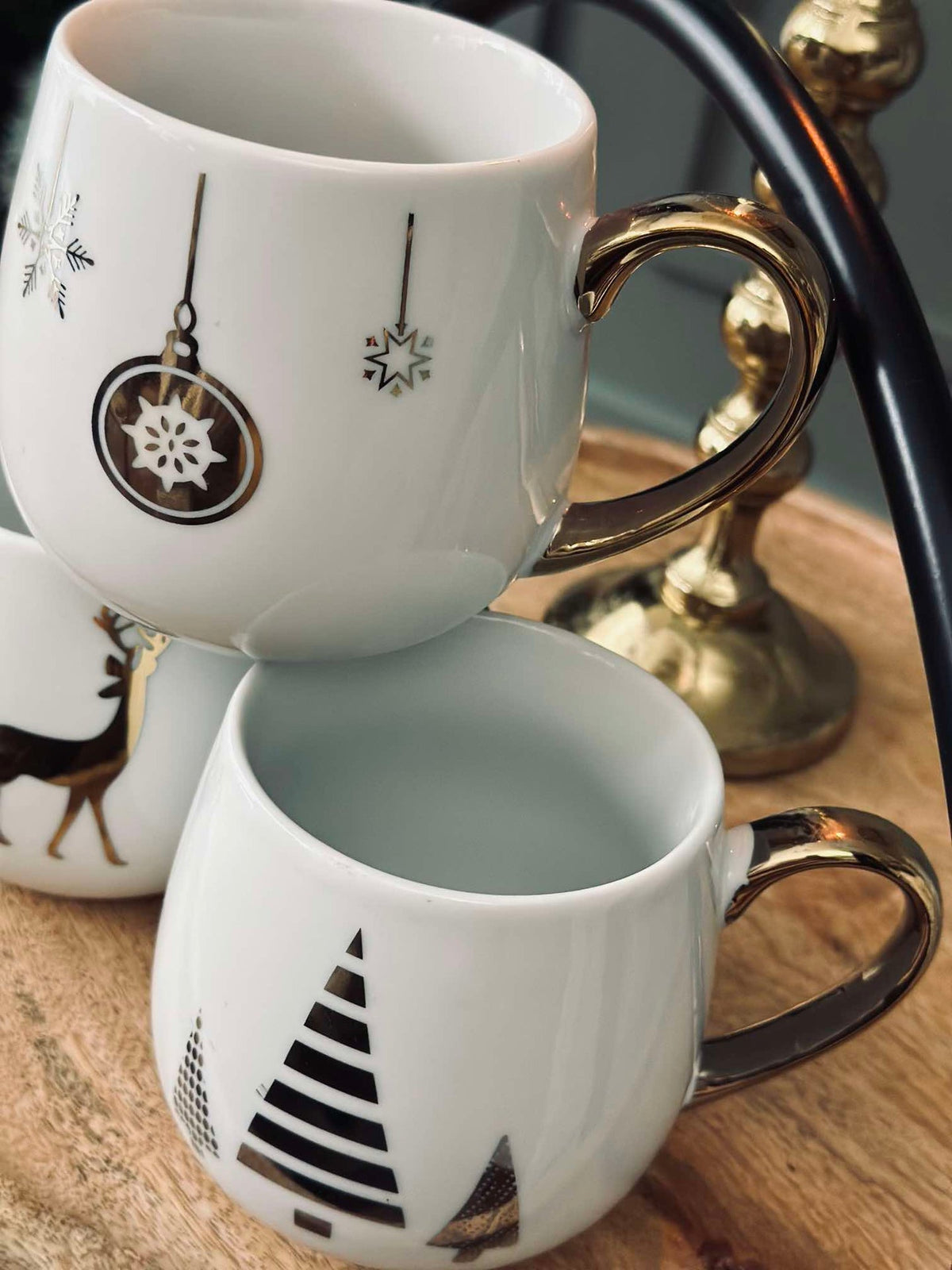Kerstkop met gouden motief