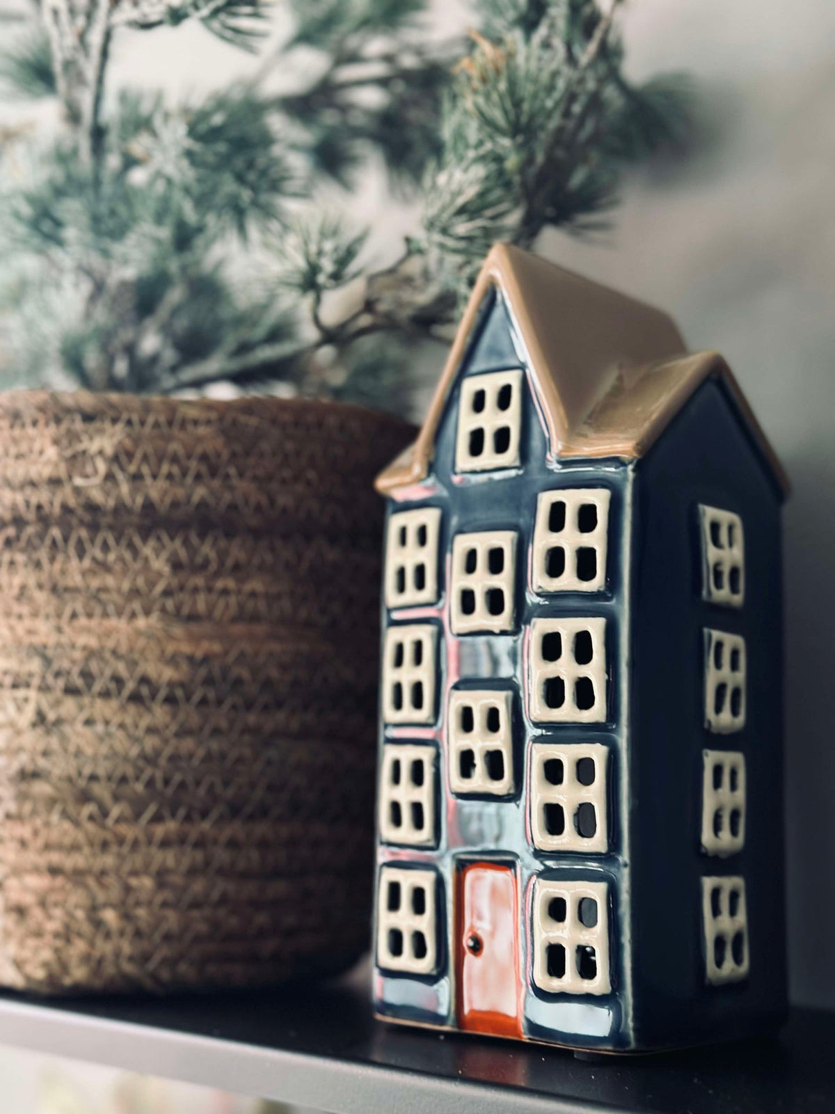 Licht huisje Keramiek - Blauw