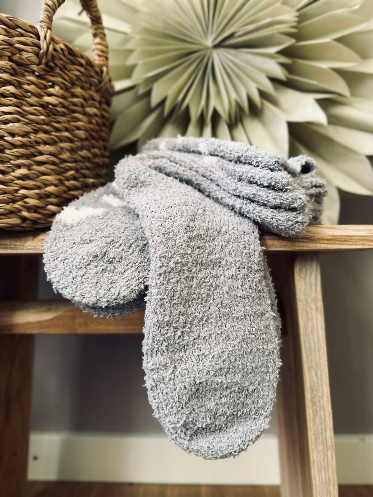 Sokken Fluffy Grey heart - set met 2 paar