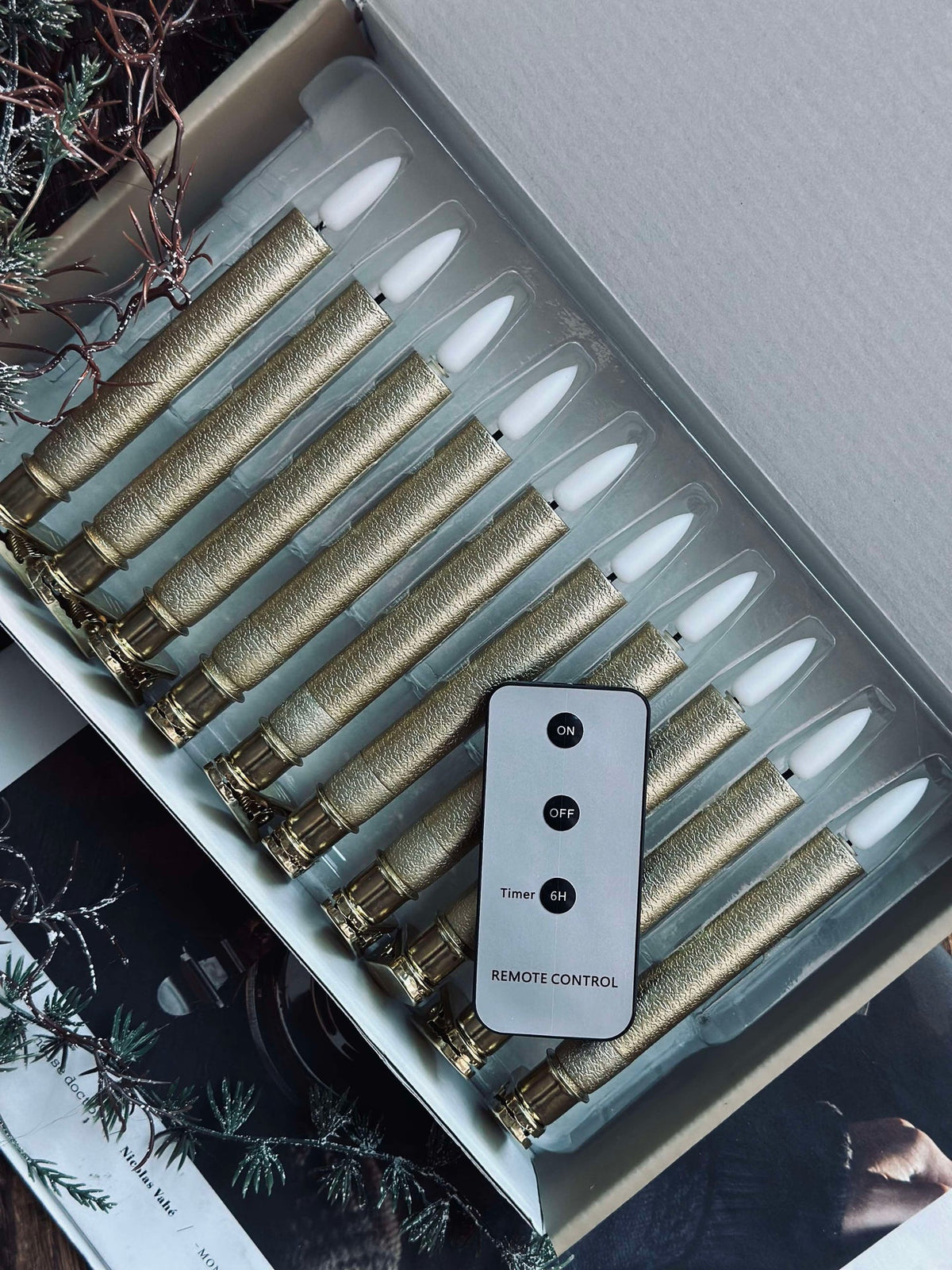 LED kerstboomkaarsjes goud - set van 10 stuks