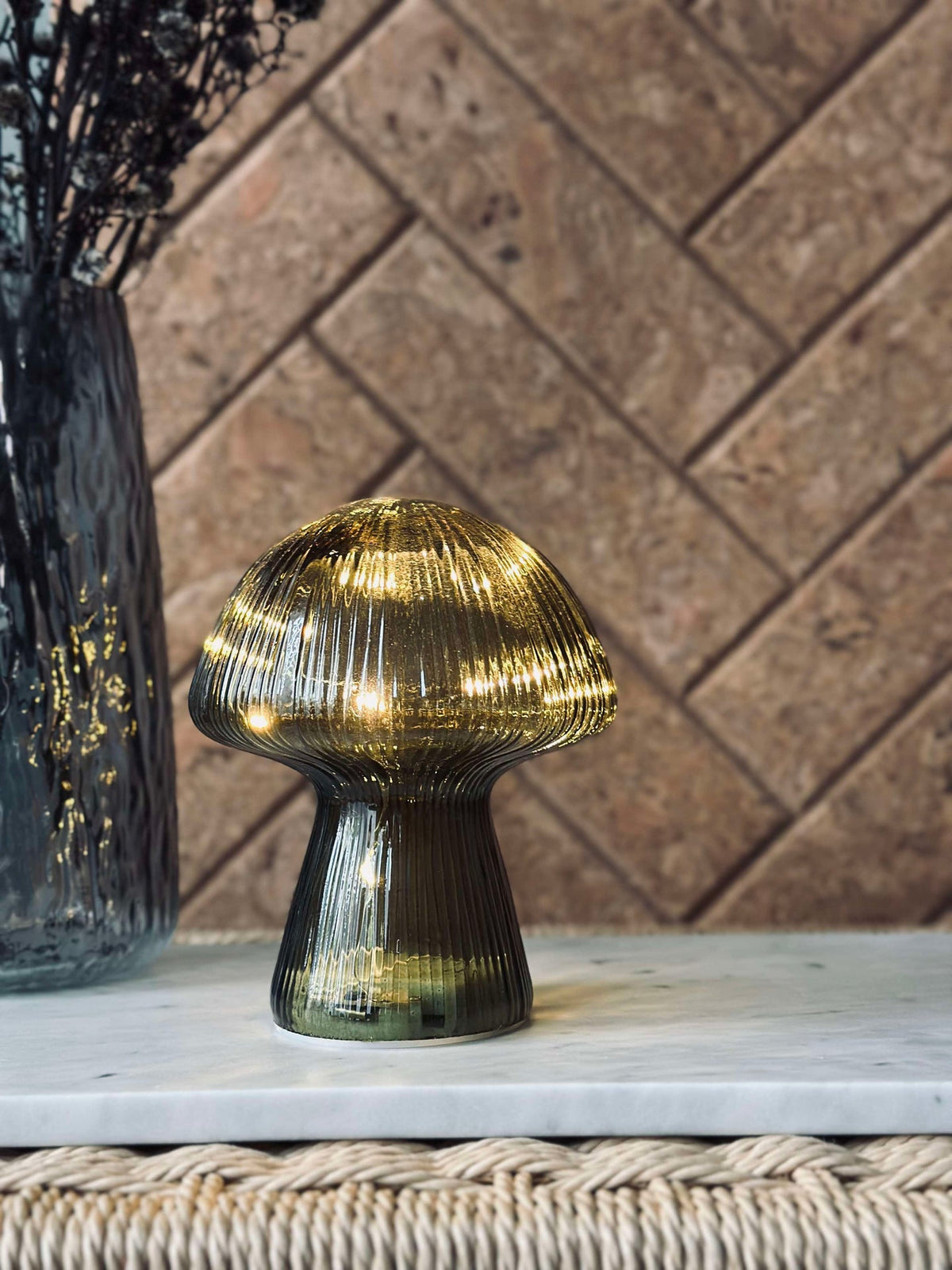 Mushroom met ribbels 15cm - Groen