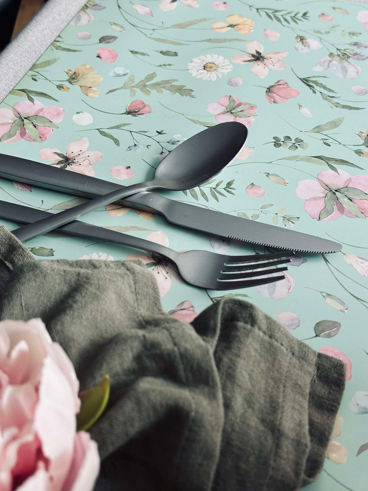 Placemat Flora - Dusty green