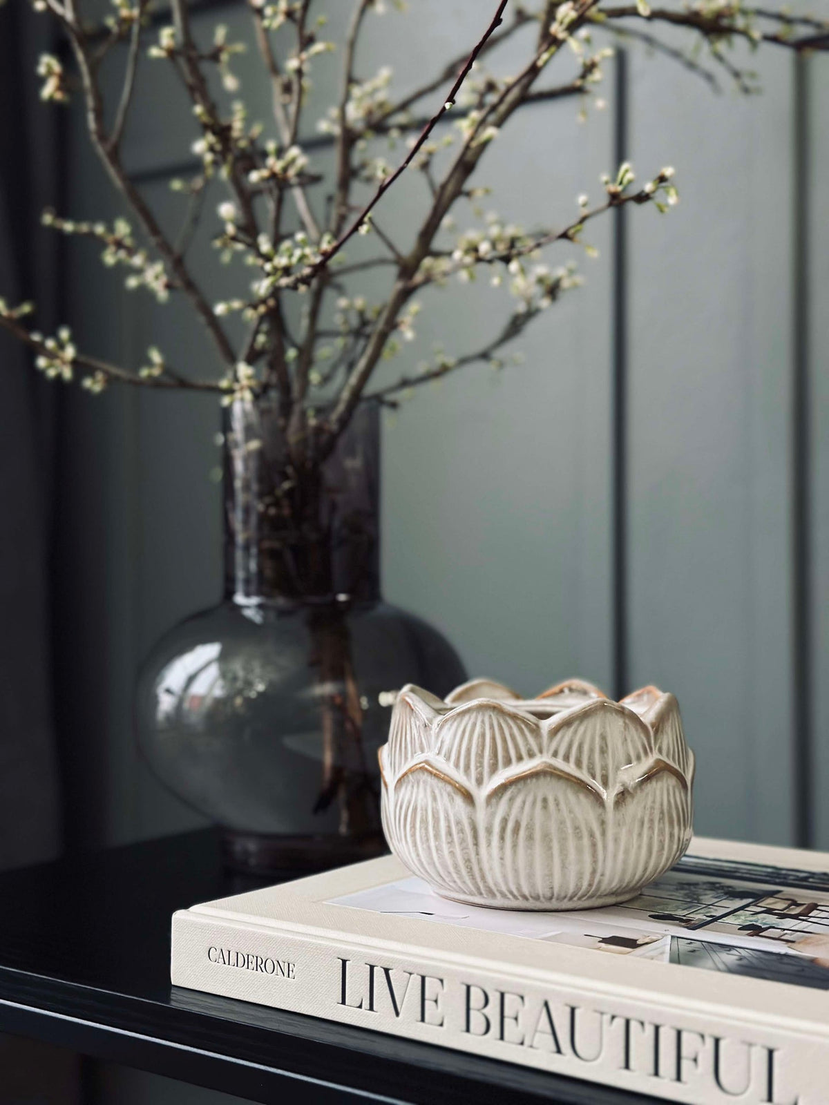 Kaars Lotus - Beige cotton
