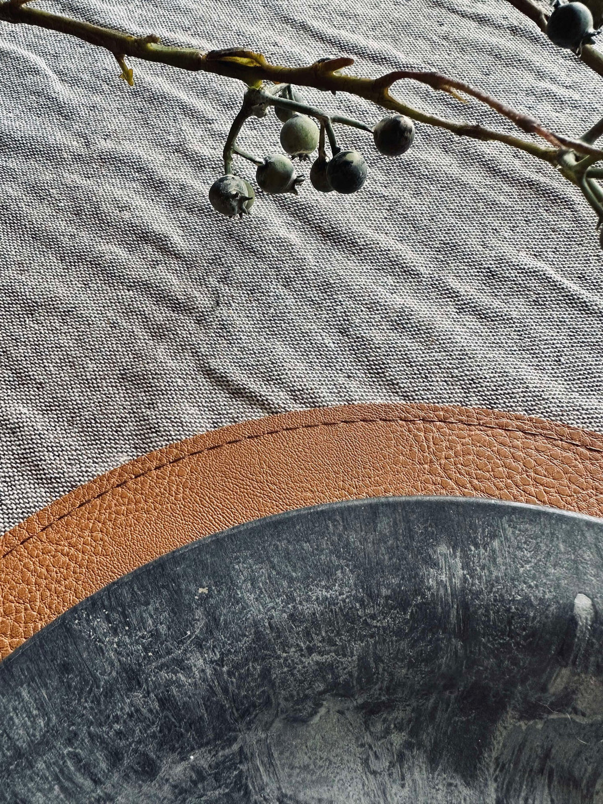 Omkeerbare placemat - Cognac / naturel