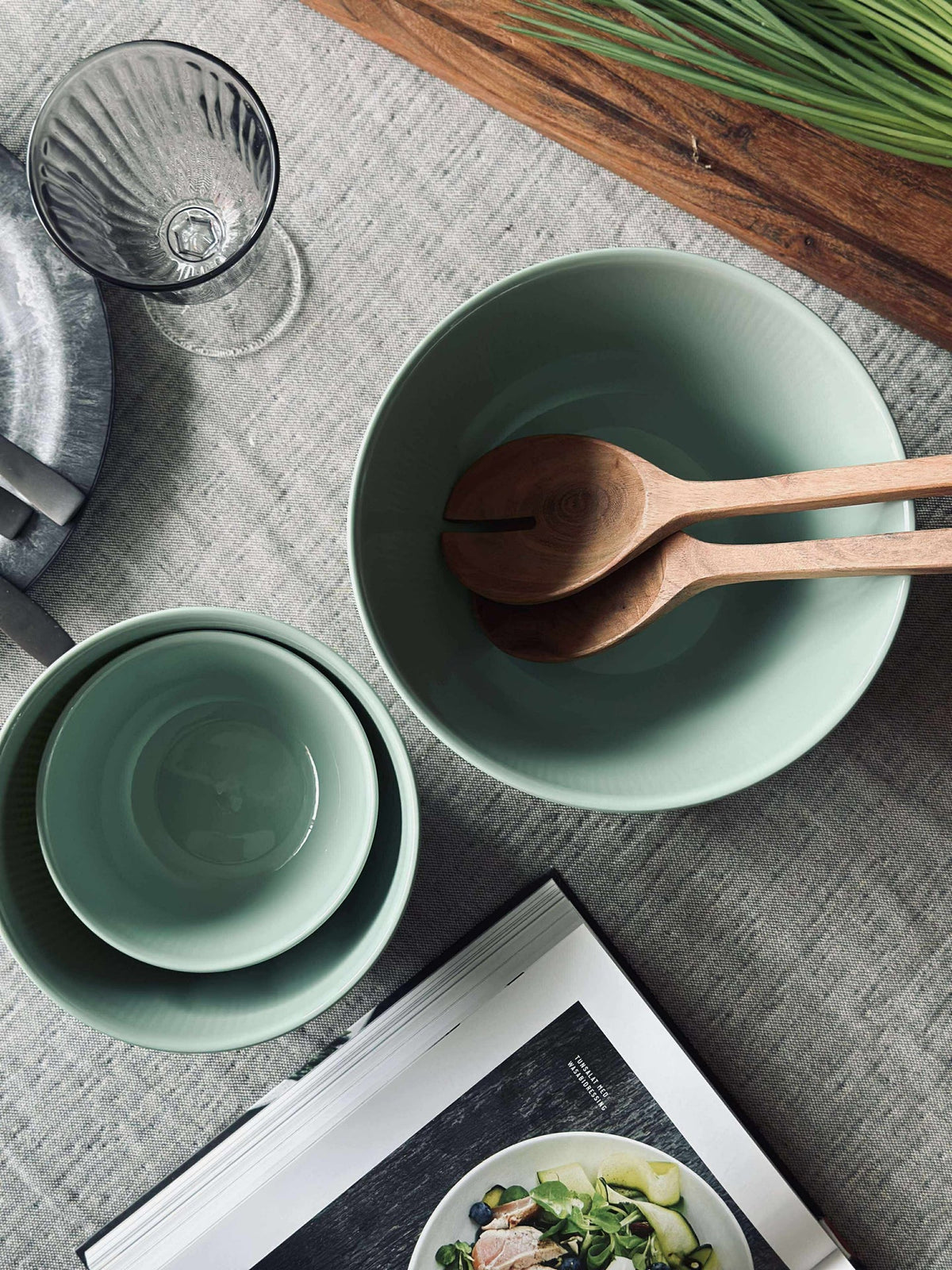 Schalen met deksel - Set van 3 stuks. Dusty green