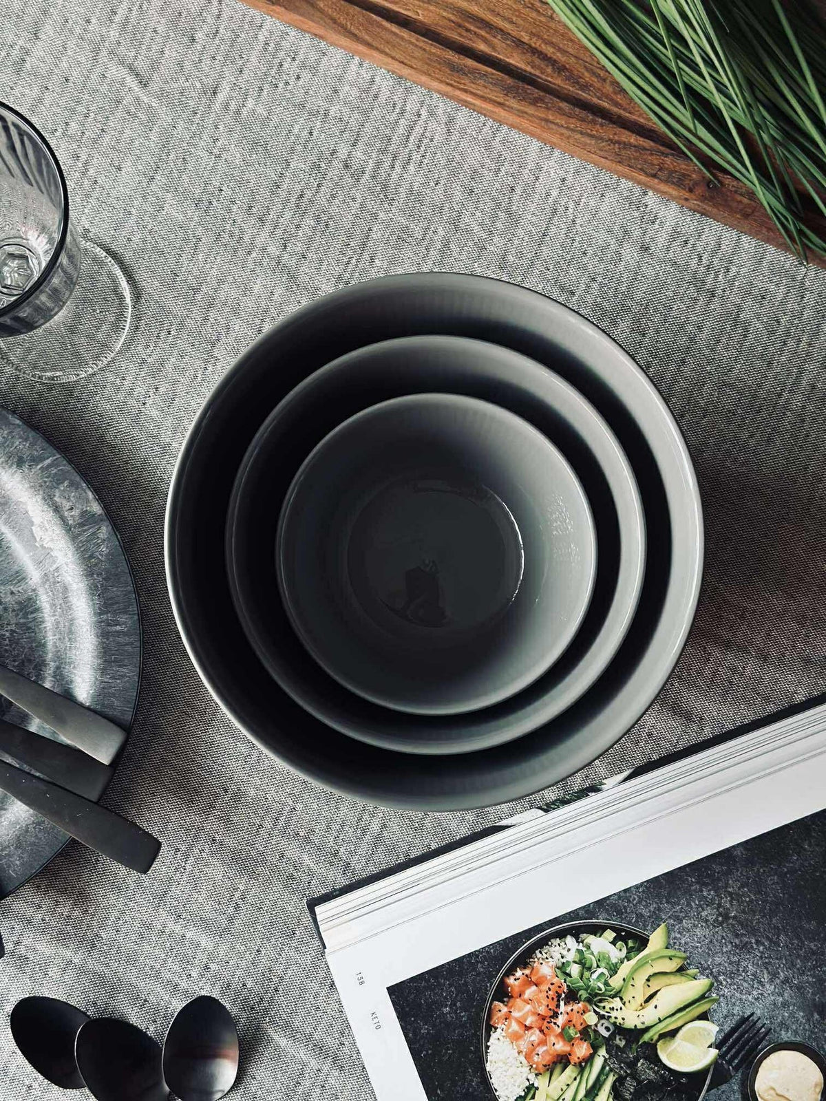 Kommen met deksel - Set van 3 stuks Grey