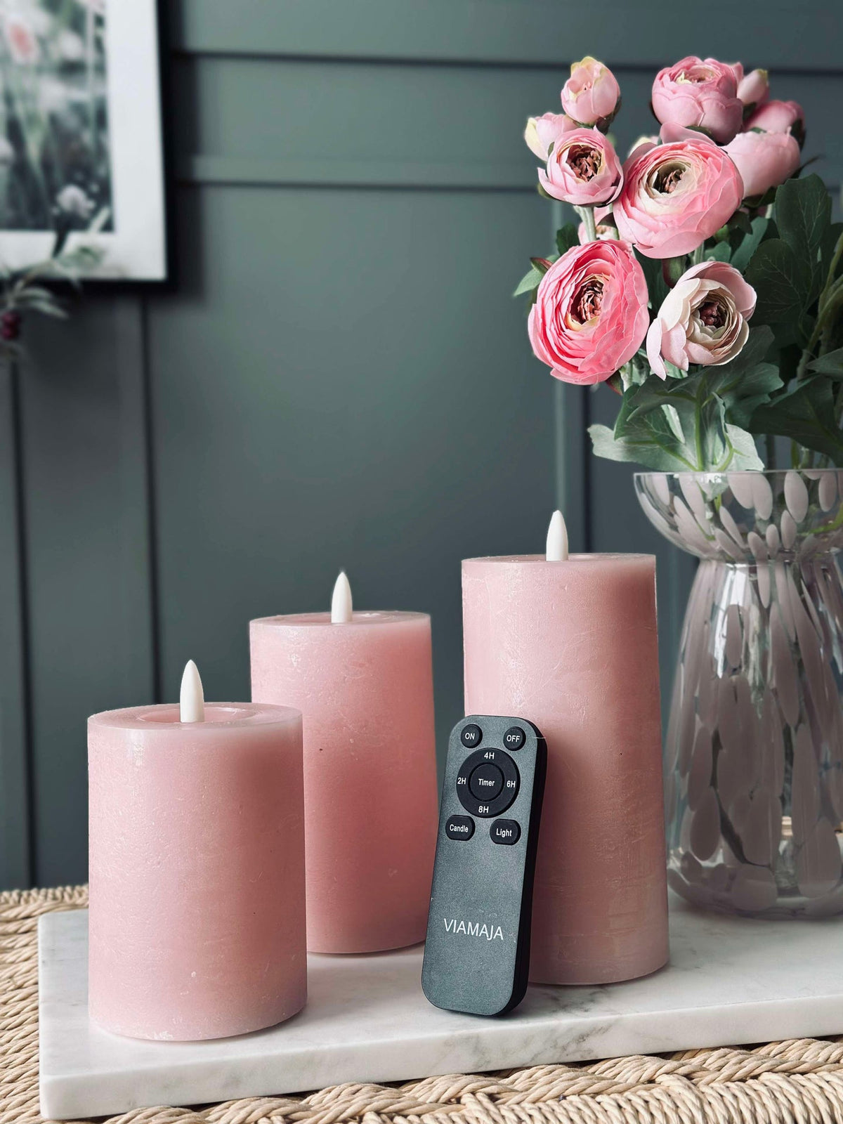LED Blokkaarsen / Roze – 3 stuks blokkaarsen