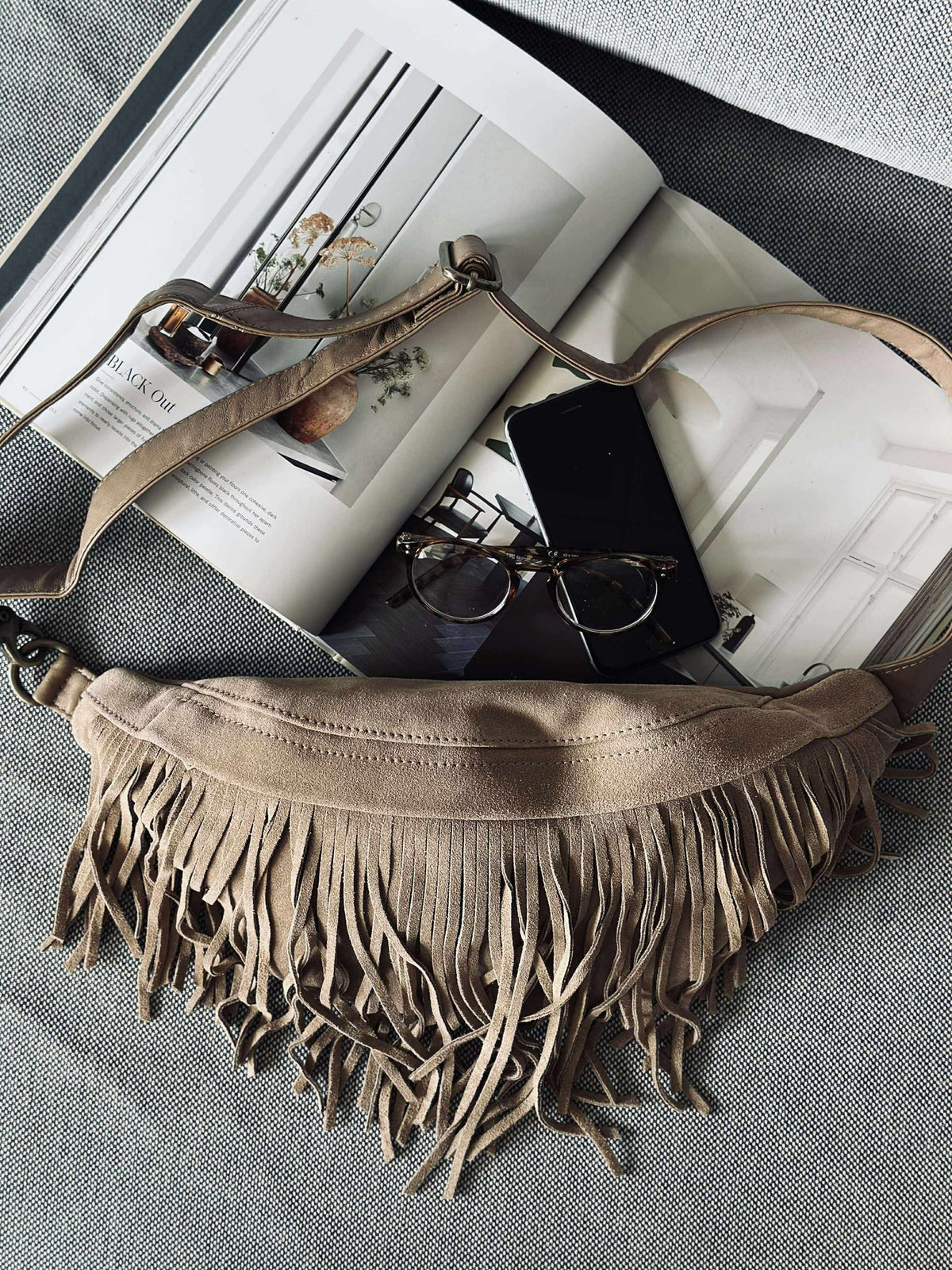 Bumbag met franjes - Zand
