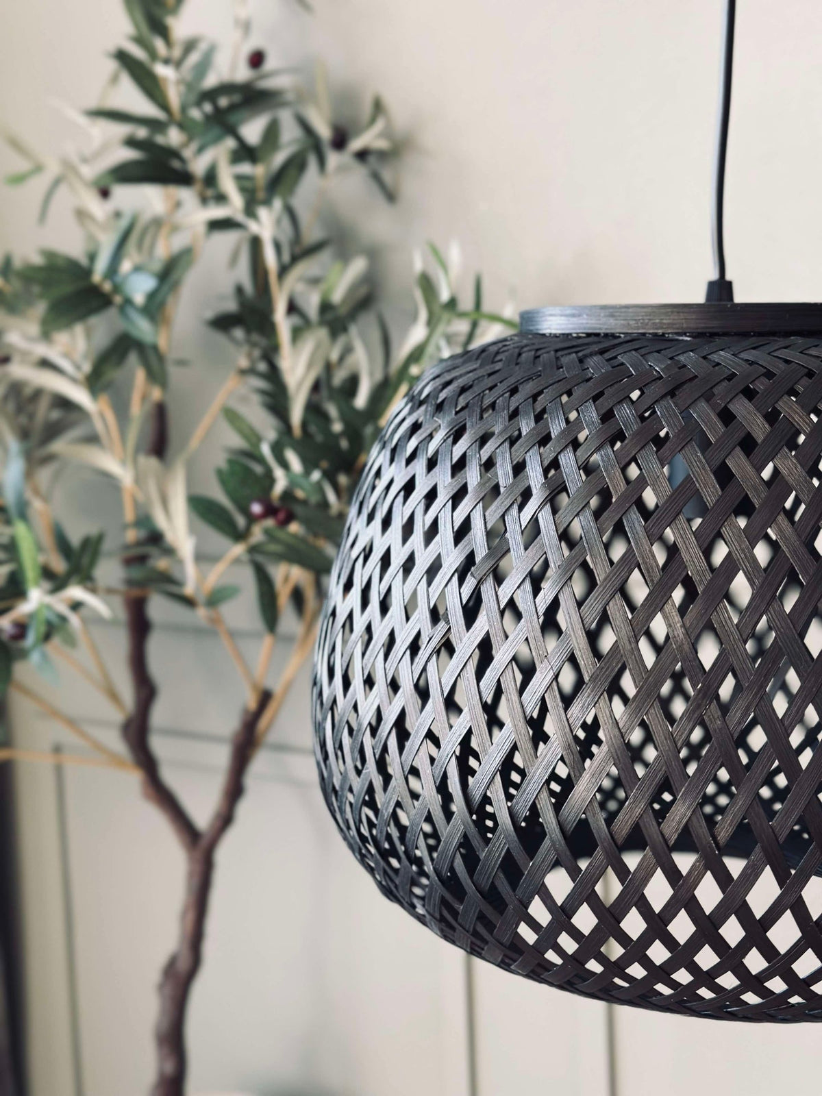 Lamp bamboe - Zwart dia 33