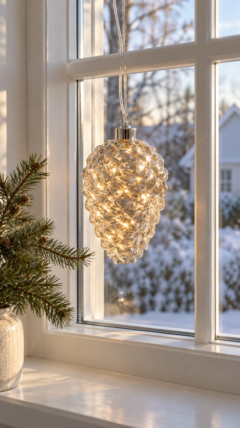Dennenappel met licht – glazen LED-decoratie