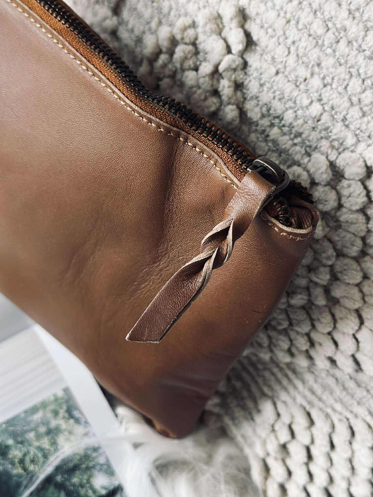 Cosmetictas / Clutch - Cognac leather
