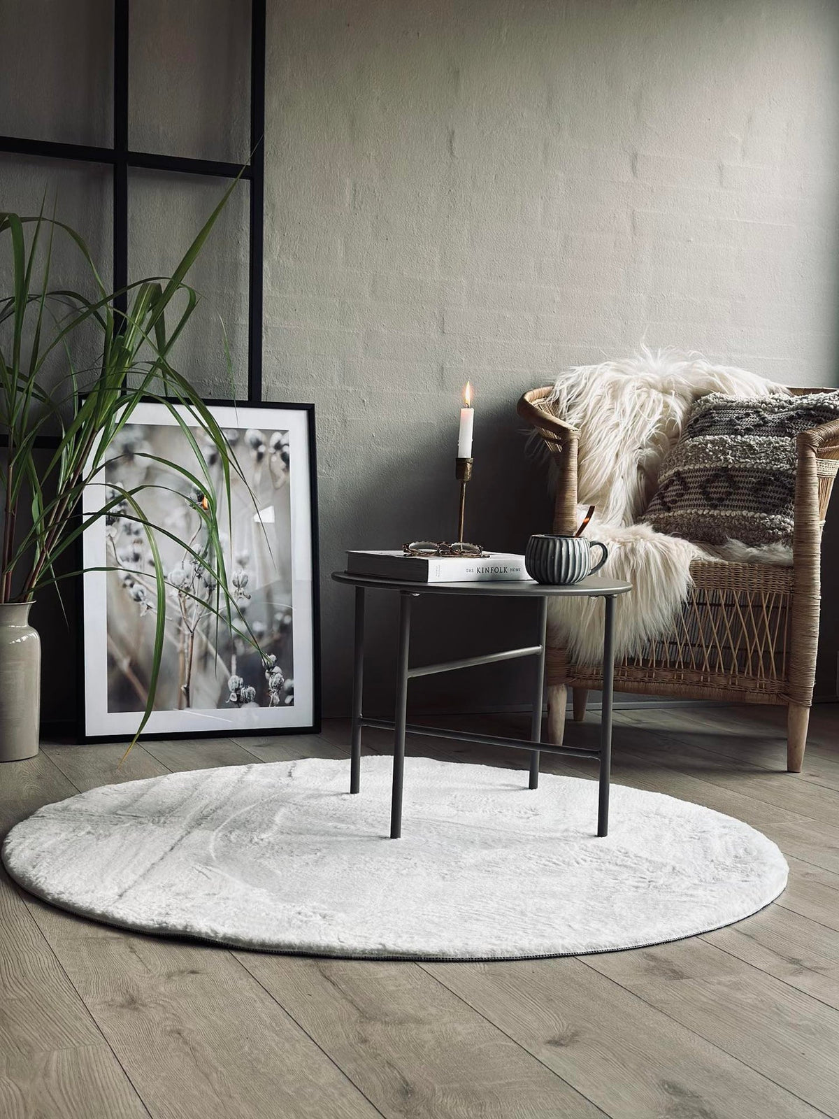 Vloerkleed Plys - White dia 120