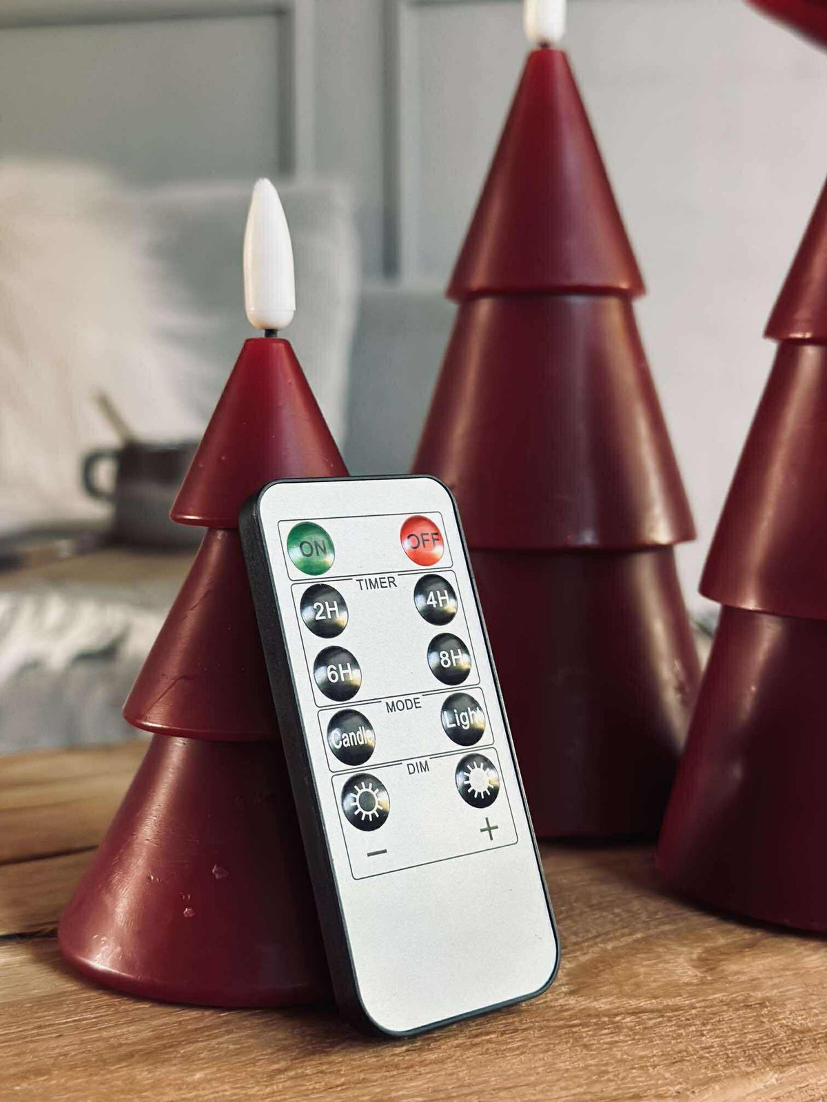 LED Kerstboom 3 stuks m. afstandsbediening Rood