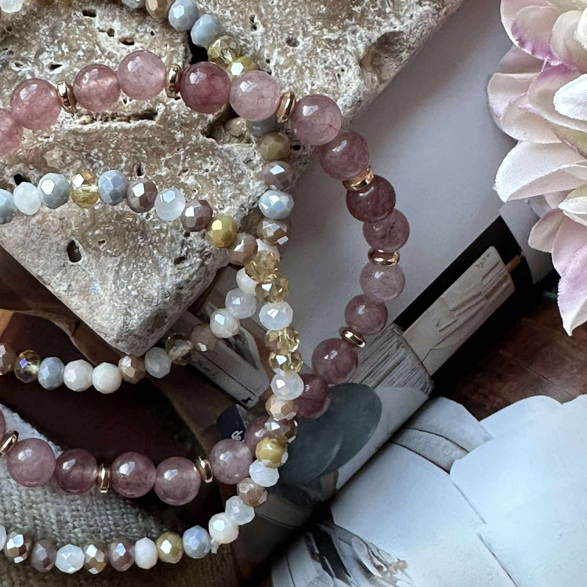 Armbanden Luna Vintage Rose – Set van 3 stuks