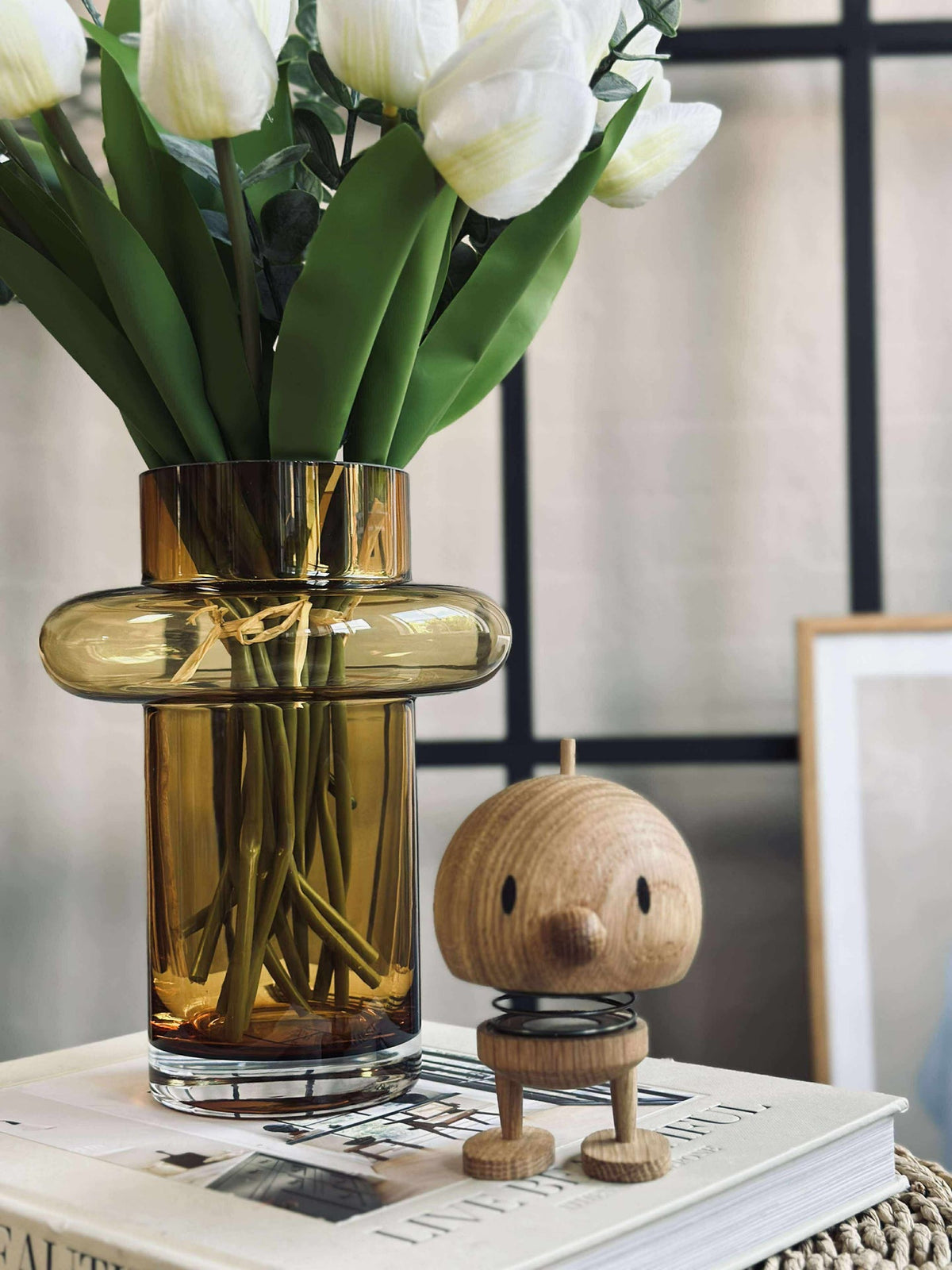 Vaas van handgeblazen glas - Lyngby amber