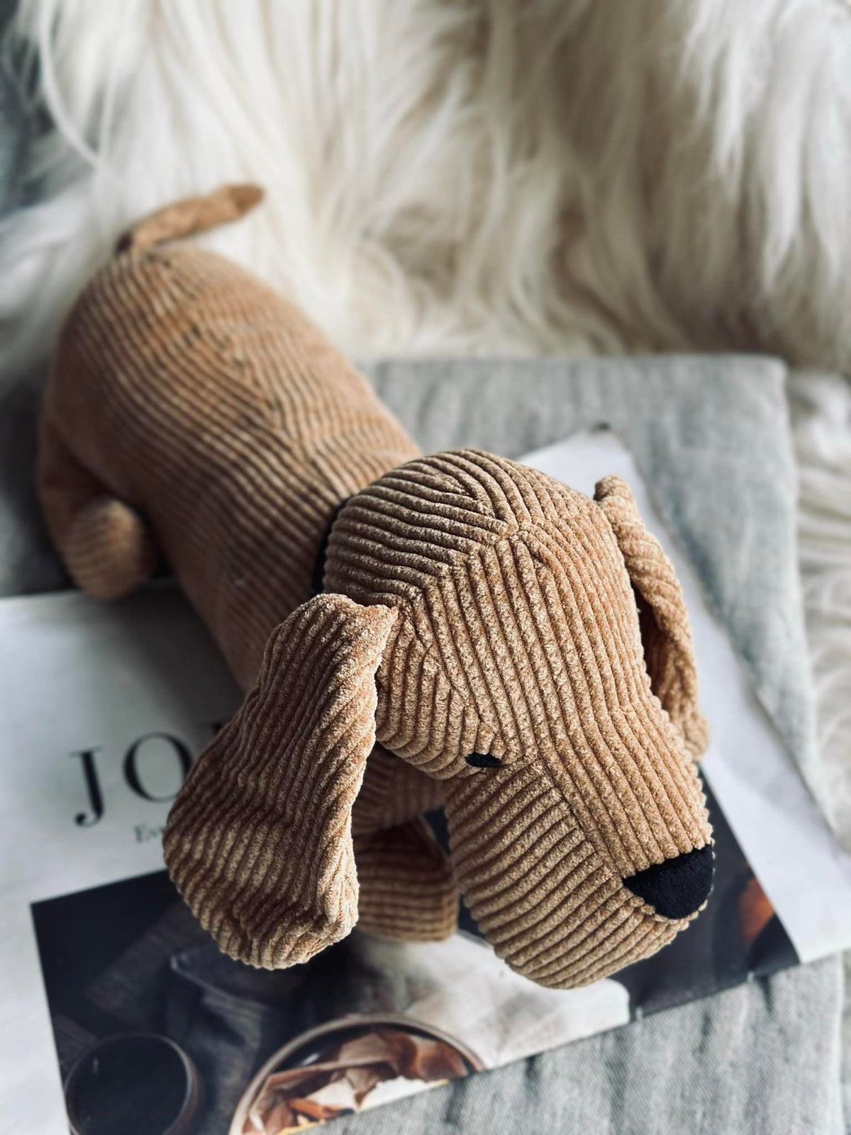 Honden-deurstopper - Beige fluweel
