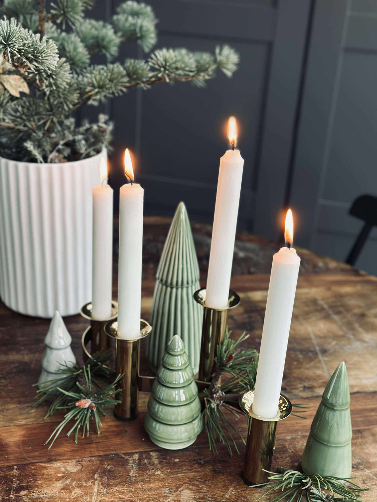 Kerstboompjes keramiek 4 st