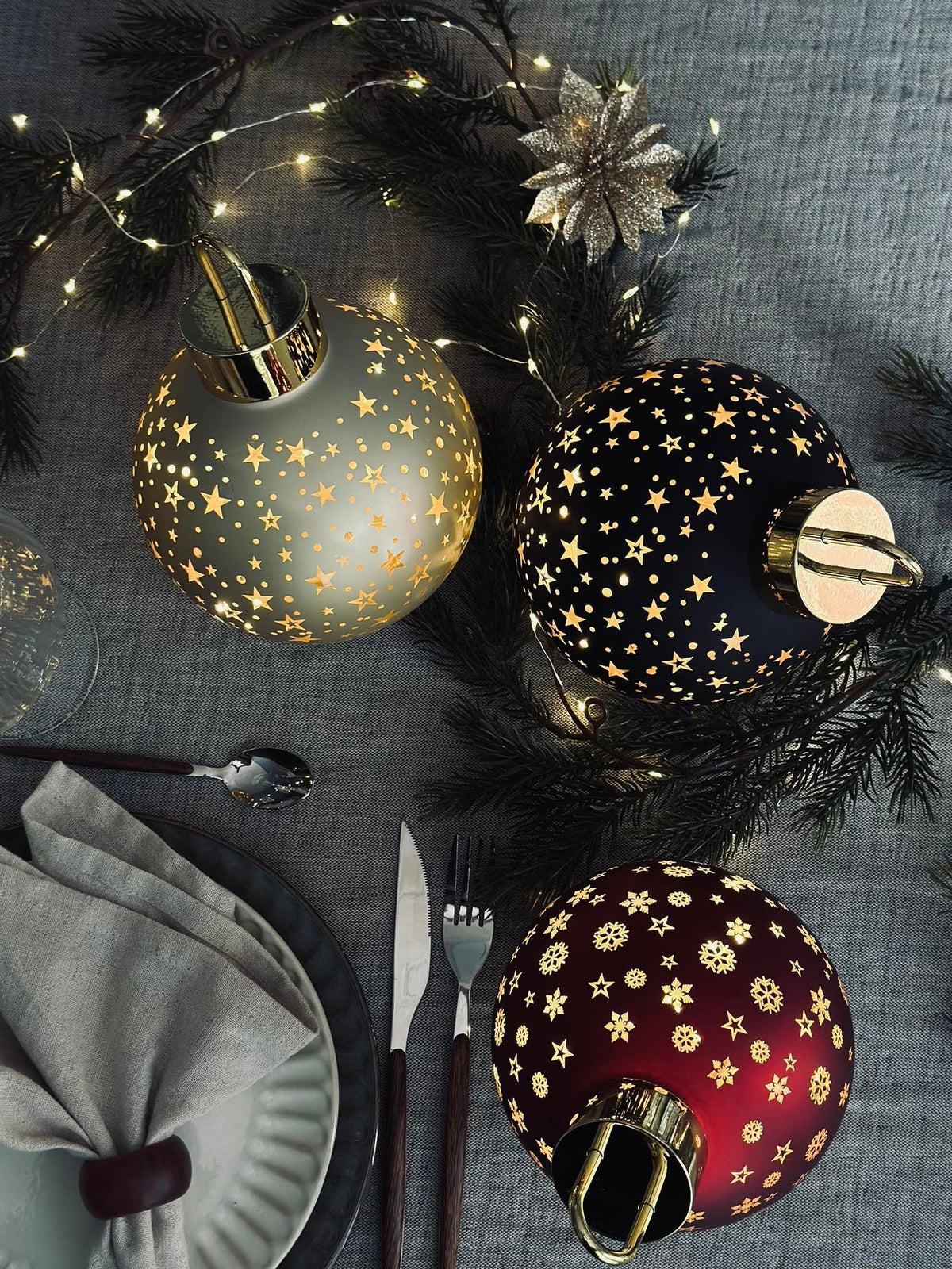 Kerstbal met LED-licht - Rood