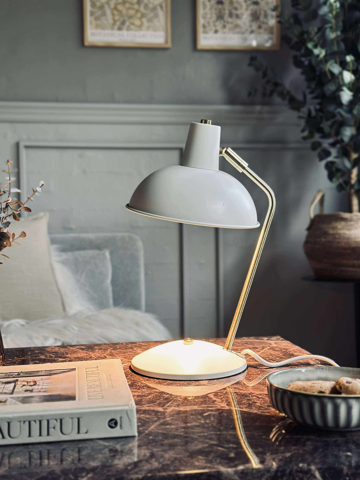 Tafellamp Retro - Wit / goud