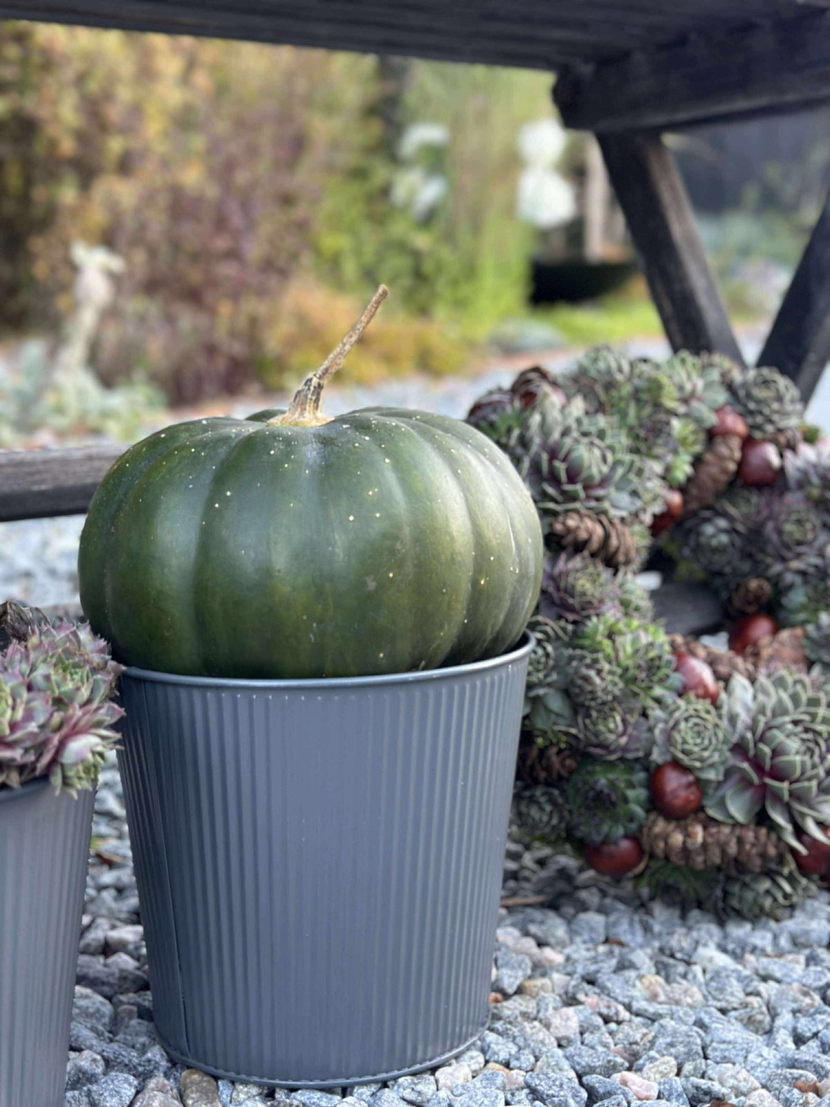 Cachepot met groeven - Grijs