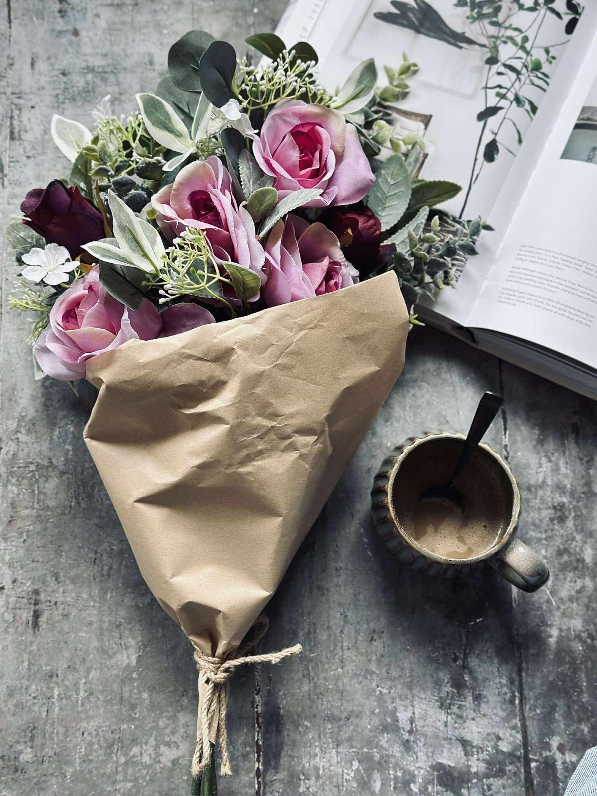 Boeket met rozen - Roze