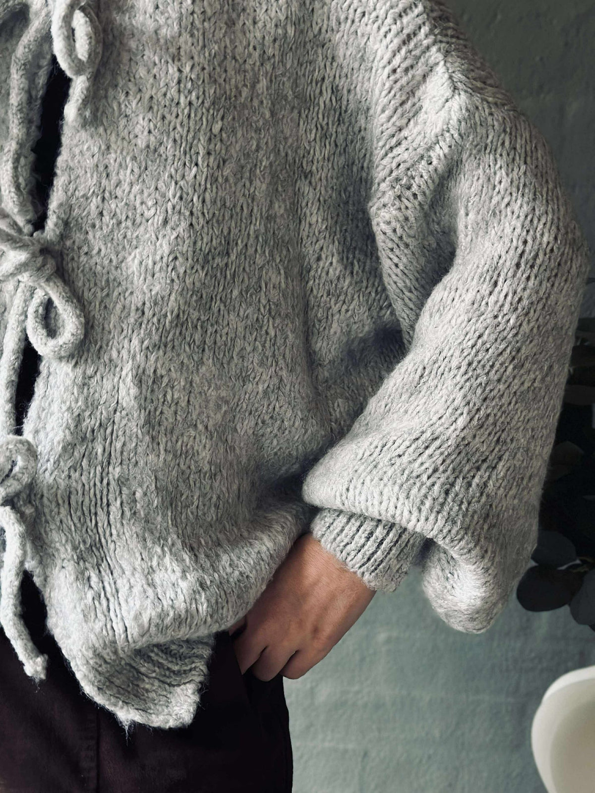 Cardigan met strikdetails - Grijs