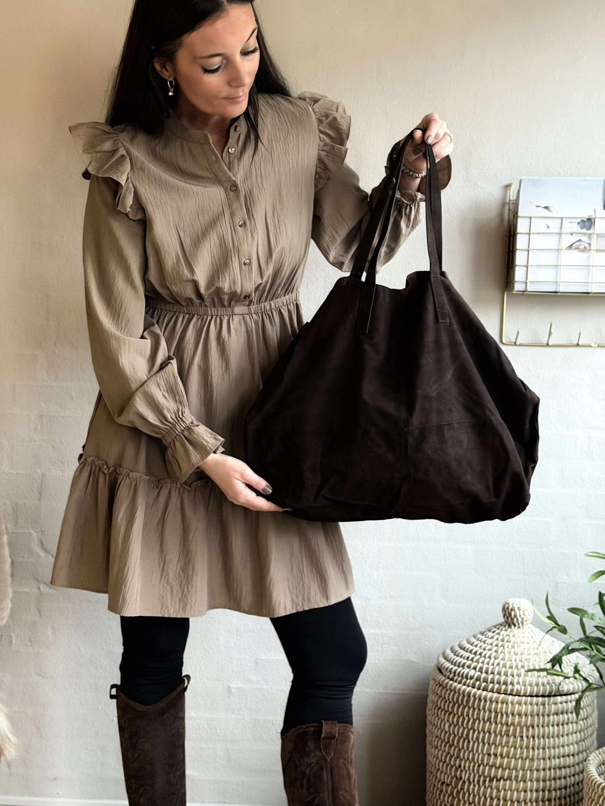 Shopper Julia suède - Dark coffee