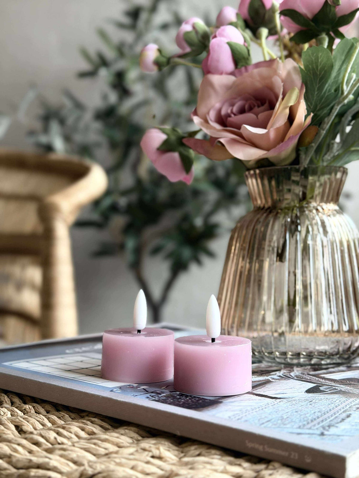 LED-theelichtjes 2 stuks - Roze was