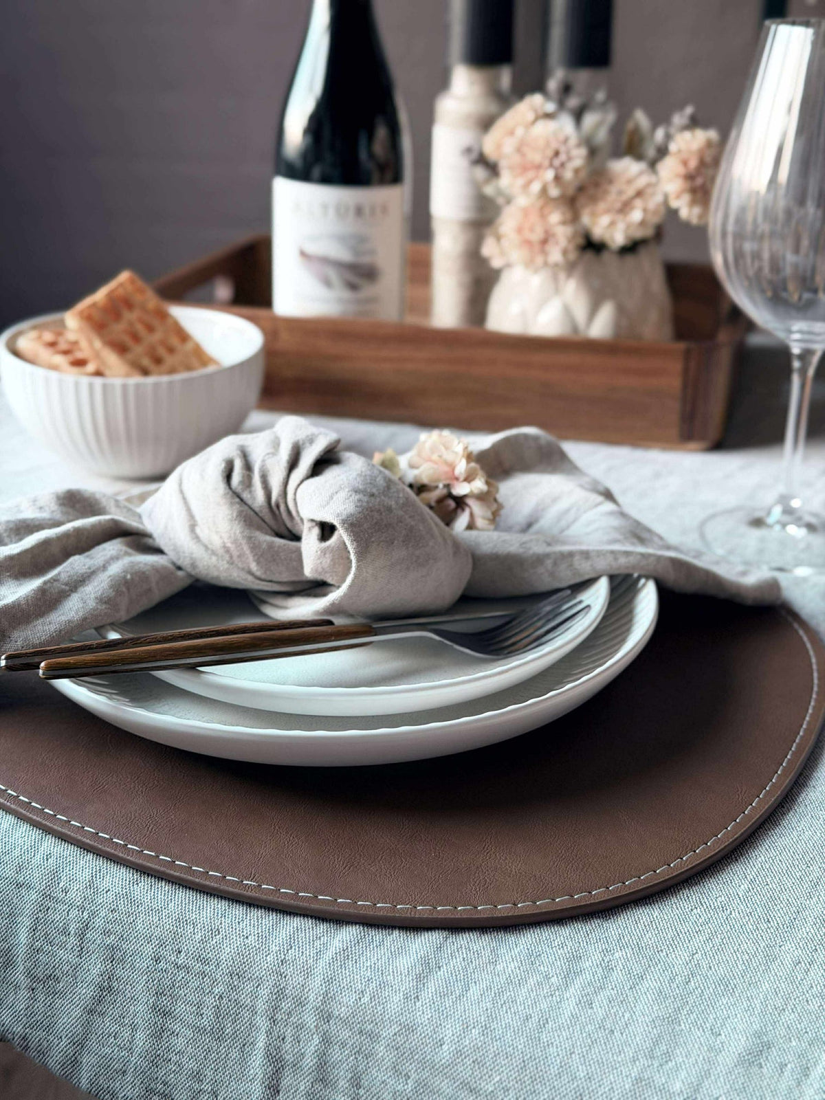 Placemat ovaal - Bruin