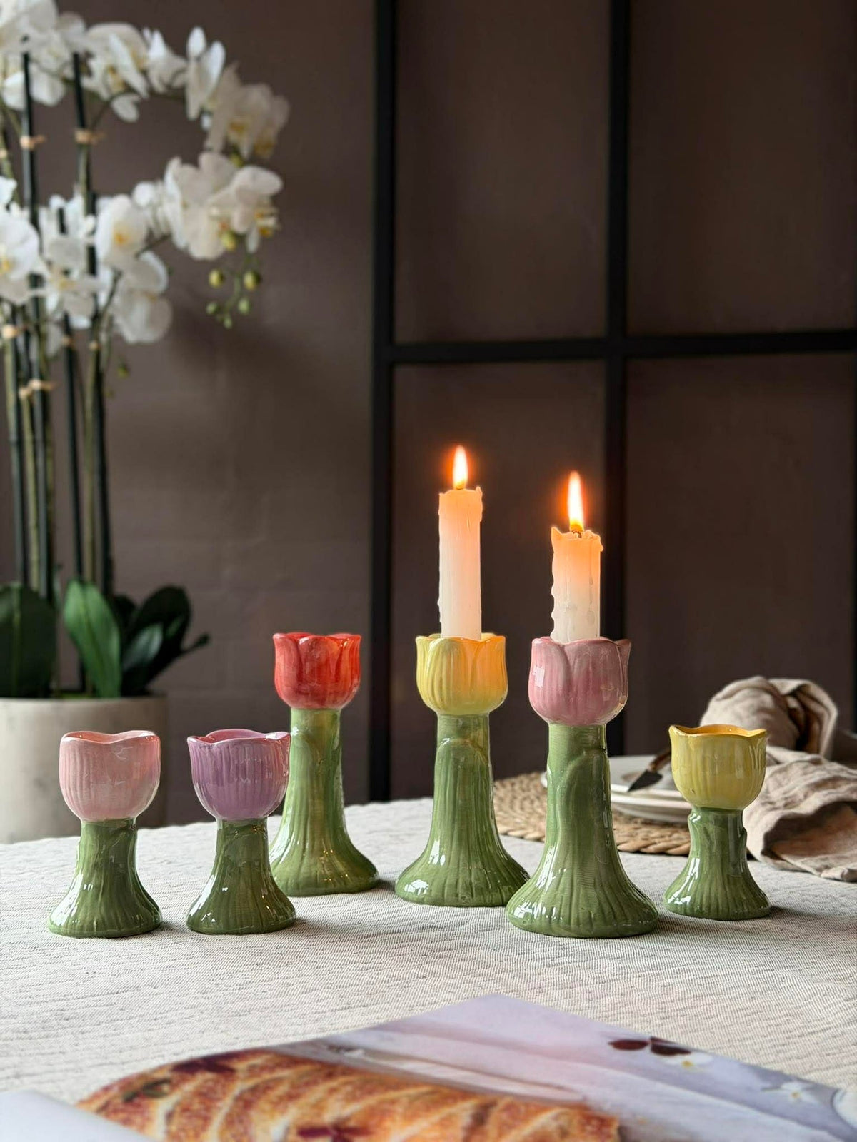 Kaarsenhouder Tulipan 14 cm - Meerdere kleuren
