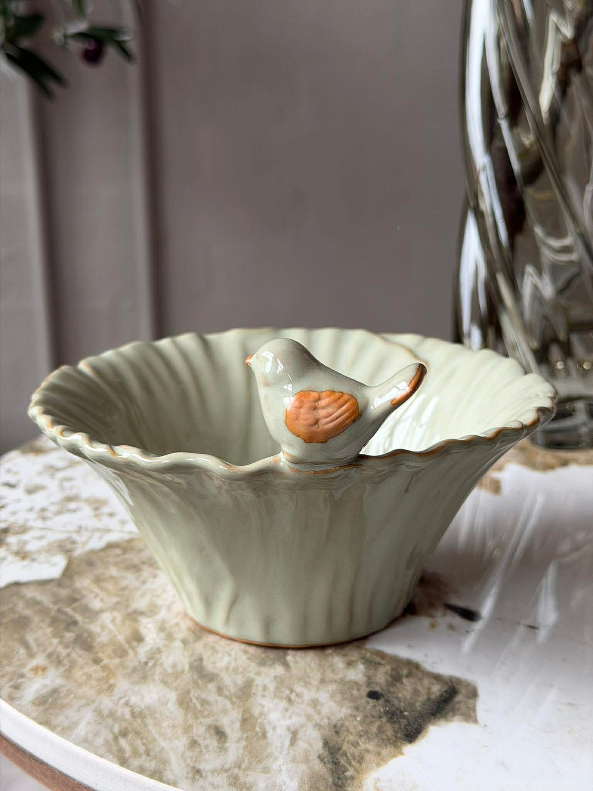 Pot met vogel - Groen