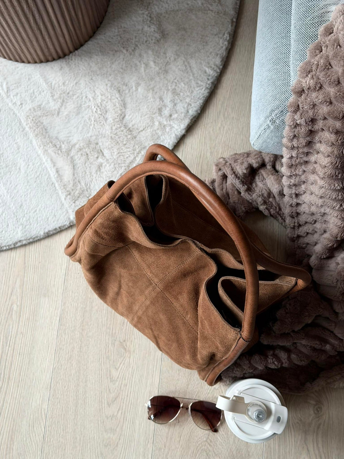 Shopper van suède - Walnut
