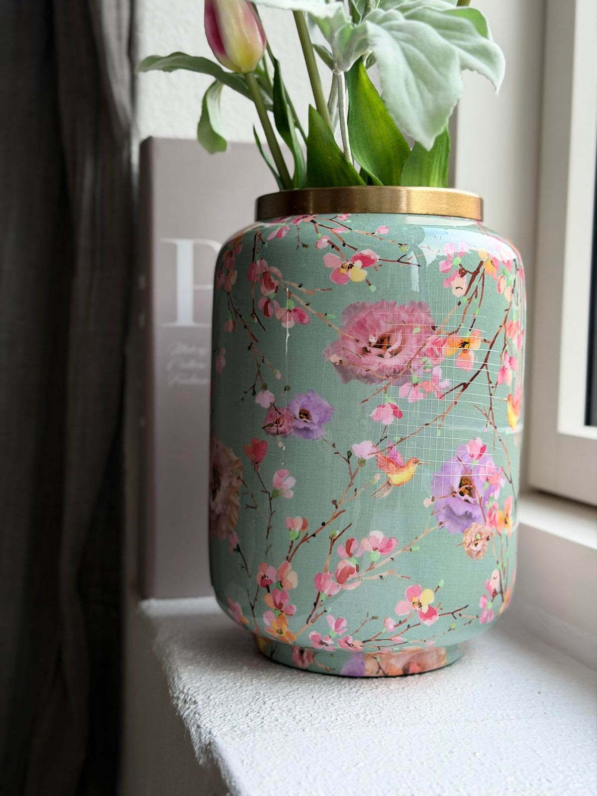 Vase Flower print - Groen