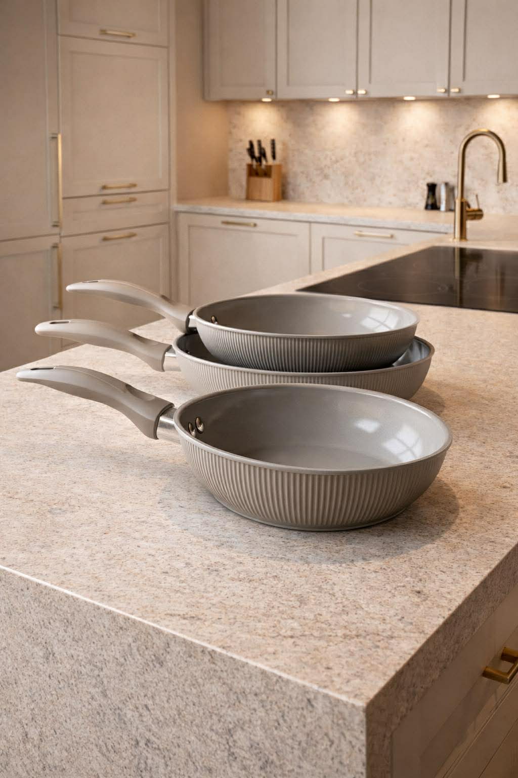Braadpannenset met ribbels - 3 stuks
