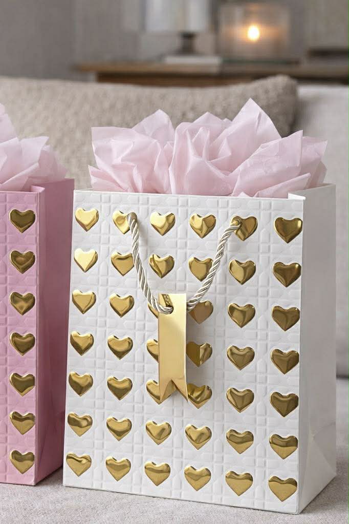 Cadeautas Medium met Hartjes - Color Mix 1 stuk
