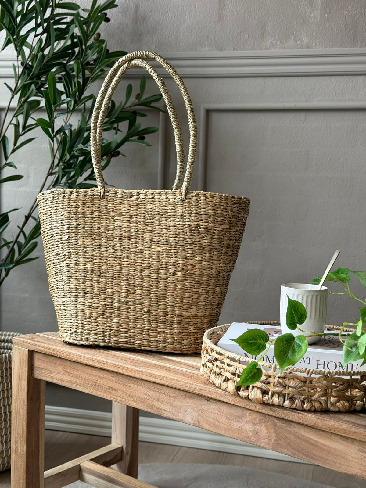 Shopper - zeegras met canvas