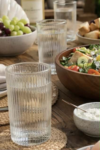 Drinkglazen met ribbels - 4 stuks