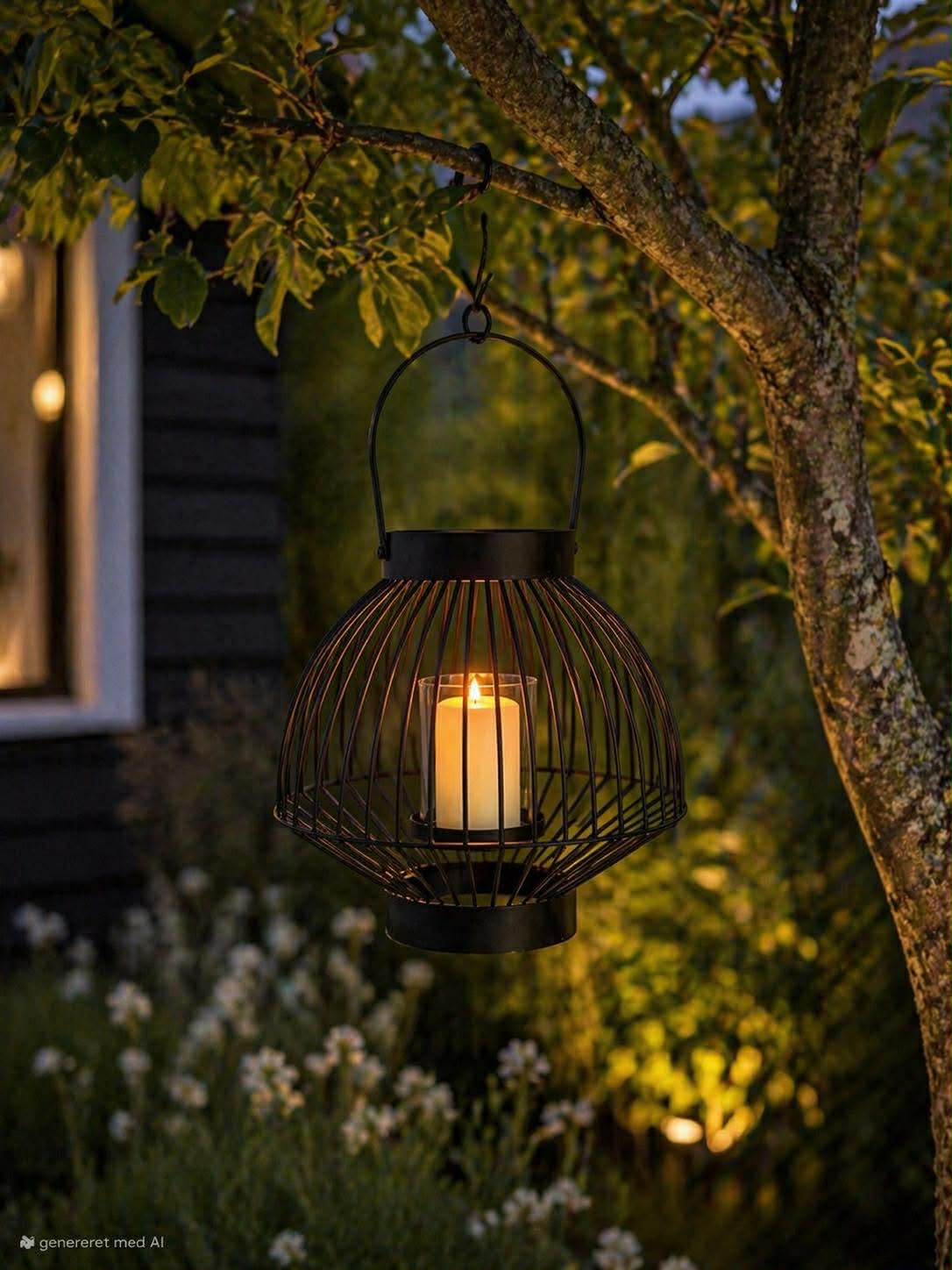 Lantaarn met glas - Black