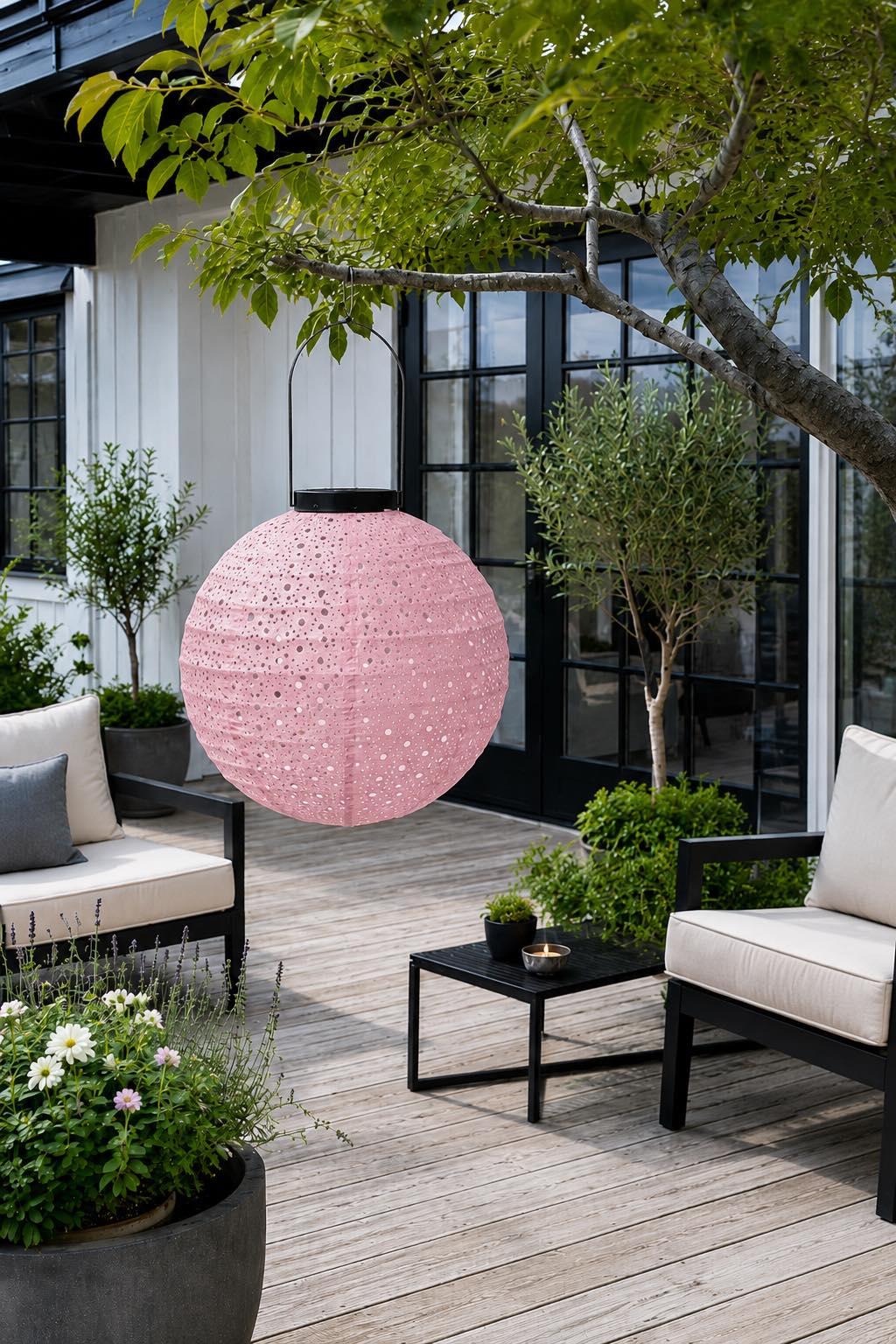 Lamp met zonnecellen - Roze
