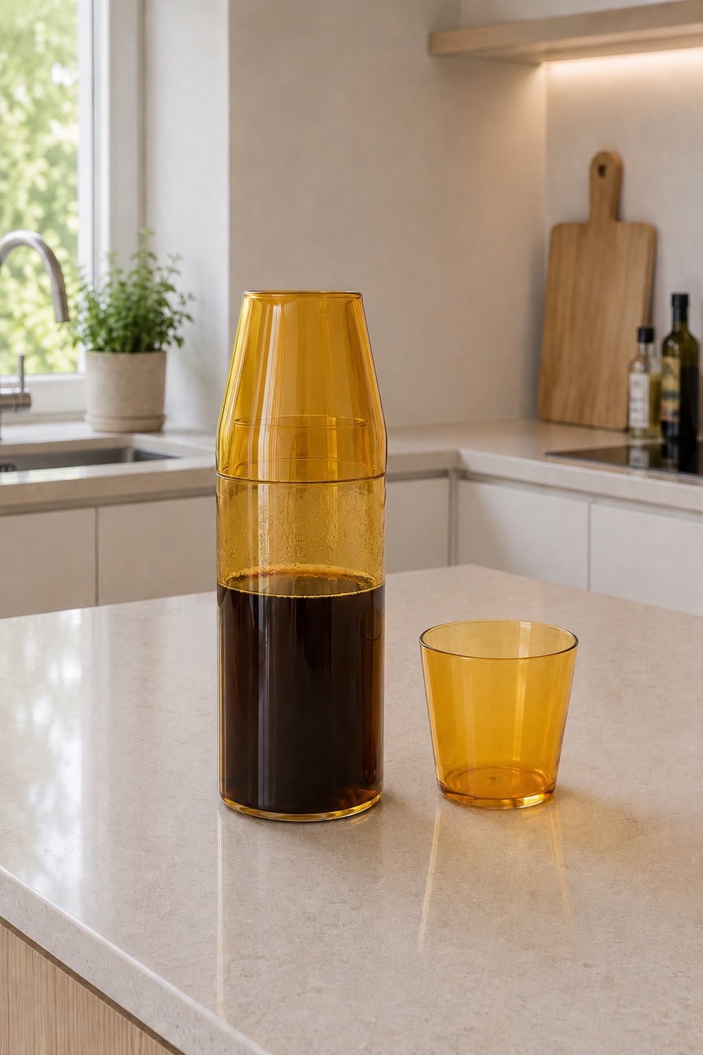 Nine Milk glas + karaf - Yellow